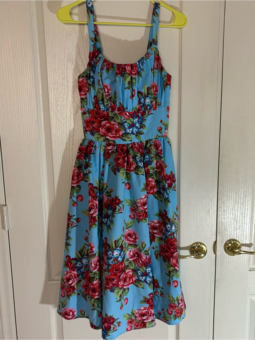 Vixen by Micheline Pitt blue floral ingenue Dress small